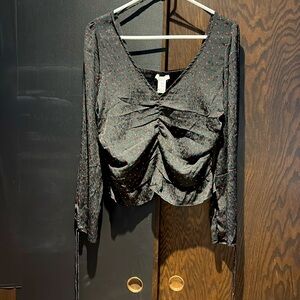 Black crepe top with red hearts